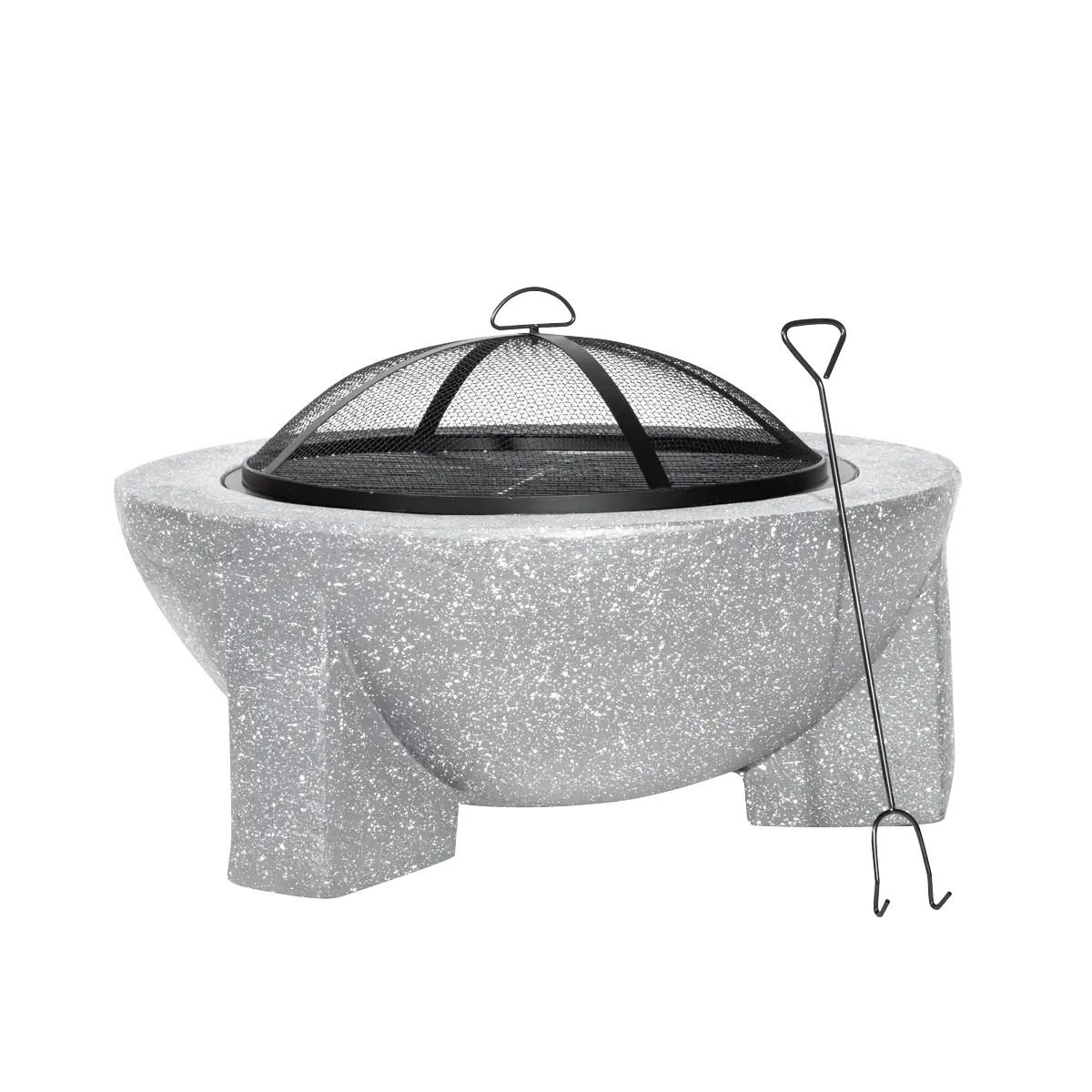 Dellonda Round Mgo Fire Pit With Bbq Grill & Safety Mesh Screen 75Cm - Light Grey Dg190 1