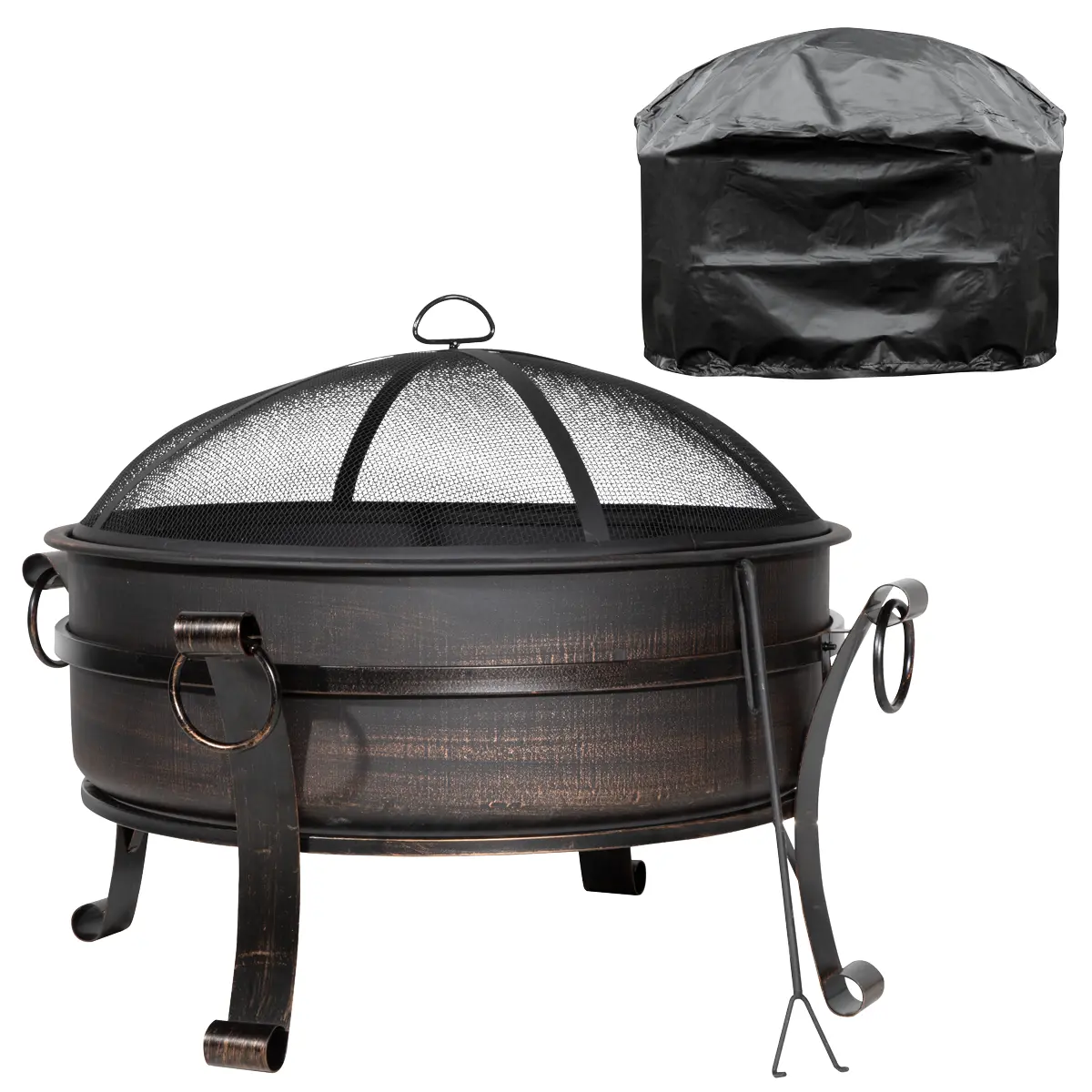 Dellonda Deluxe 2-In-1 Outdoor Fire Pit/Coffee Table With Drawstring Cover 93Cm… 1