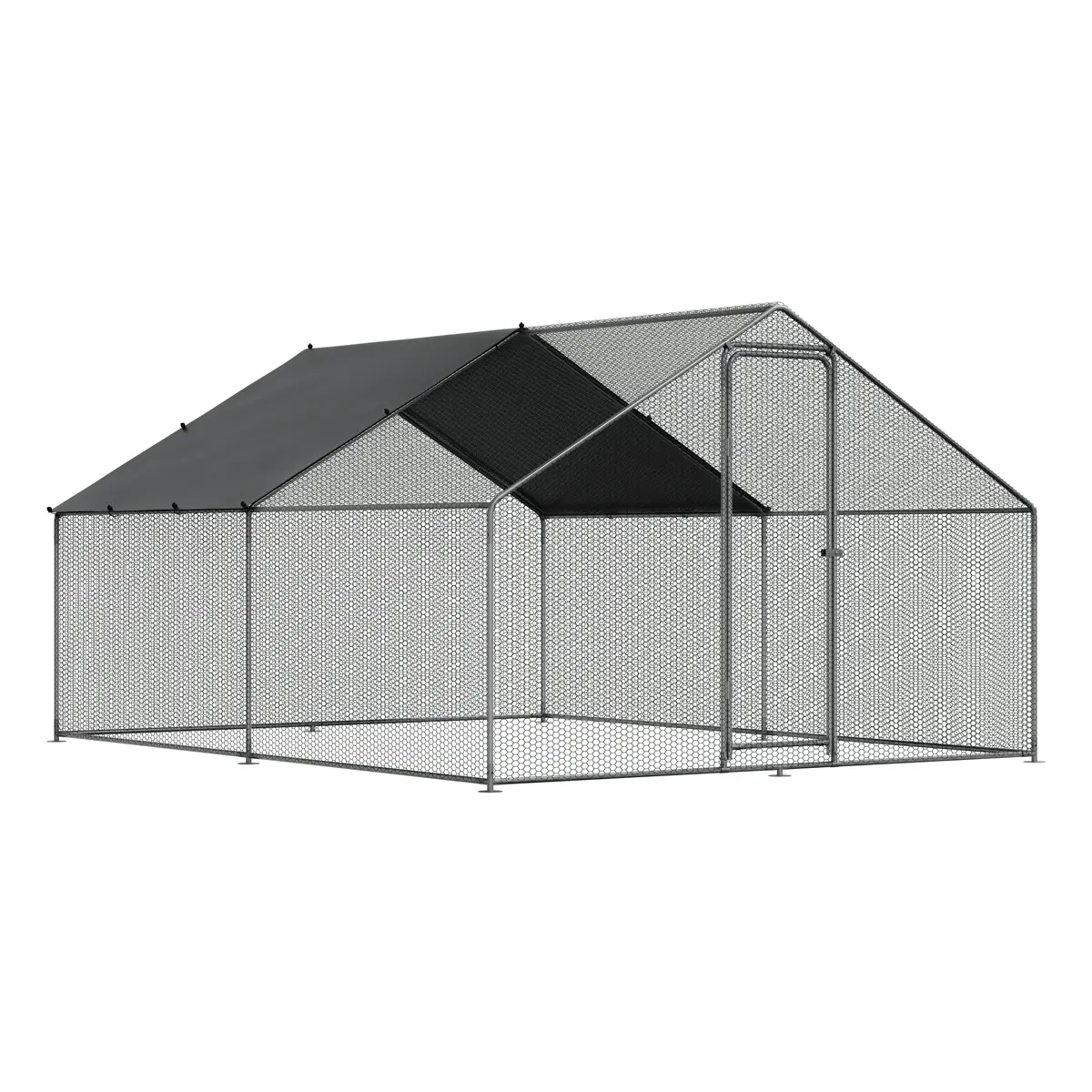 Dellonda Walk-In Galvanized Steel Chicken Run With Roof Cover & Pvc Coated Chicken Wire Dg279 1