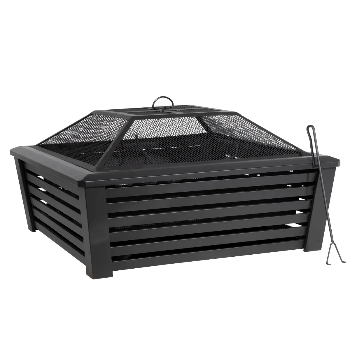 Dellonda 89Cm Square Outdoor Fire Pit, Black Dg43 1