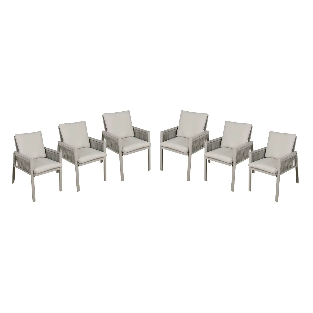 Dellonda Fusion Garden/Patio Dining Chairs With Armrests 6Pc - Light Grey Dg49 1