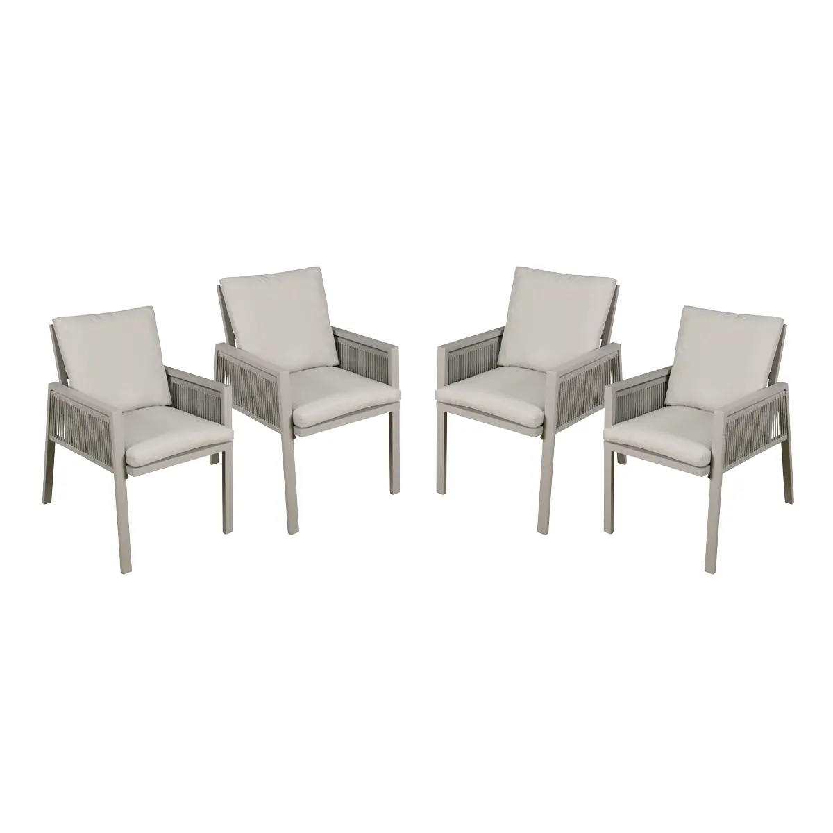 Dellonda Fusion Garden/Patio Dining Chairs With Armrests 4Pc - Light Grey Dg50 1