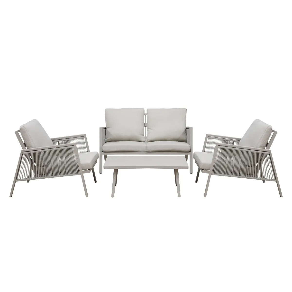 Dellonda Fusion Aluminium Outdoor Sofa, Arm Chairs & Coffee Table Set 4Pc Dg56 1