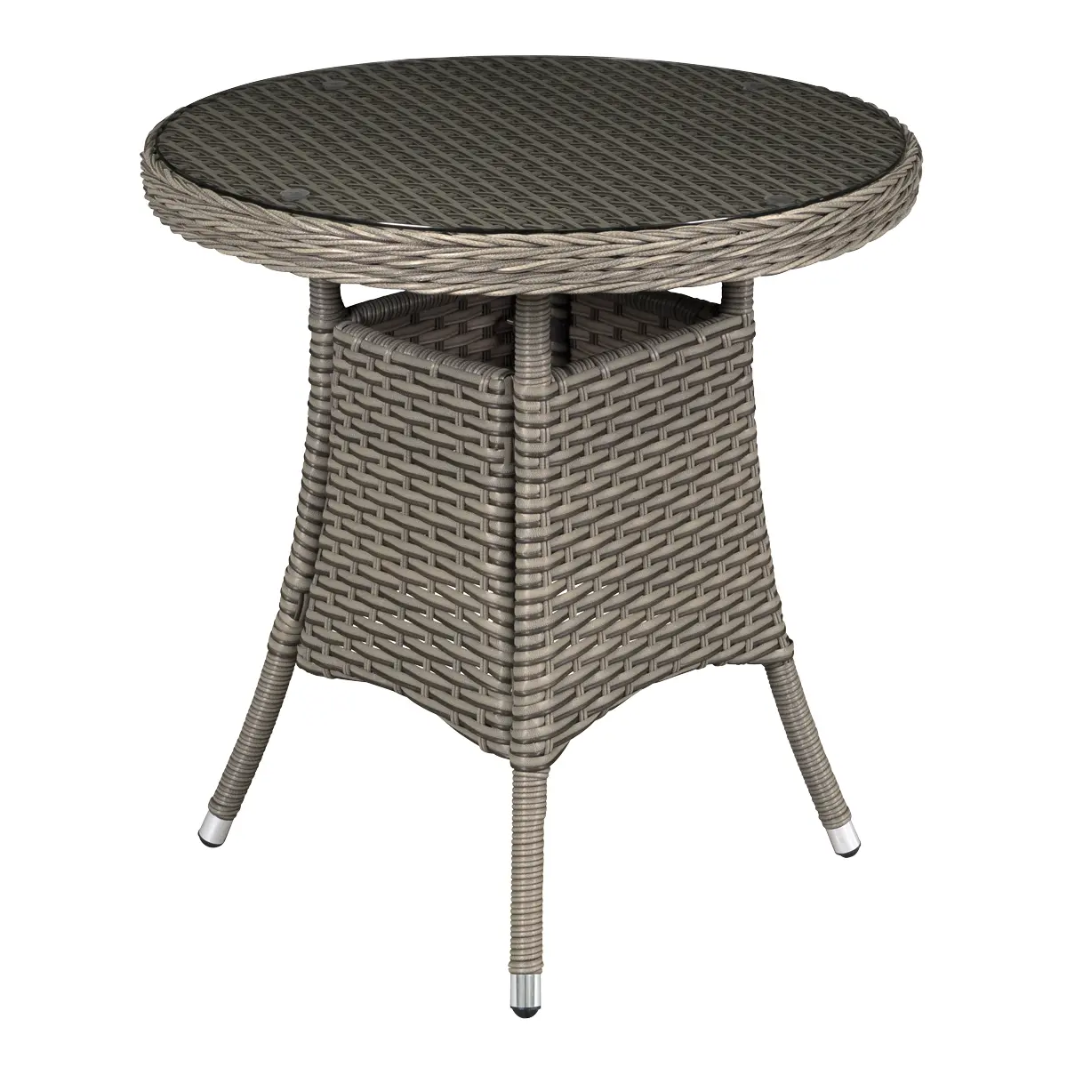 Dellonda Chester Rattan Wicker Round Outdoor Table With Tempered Glass Top Dg65 1