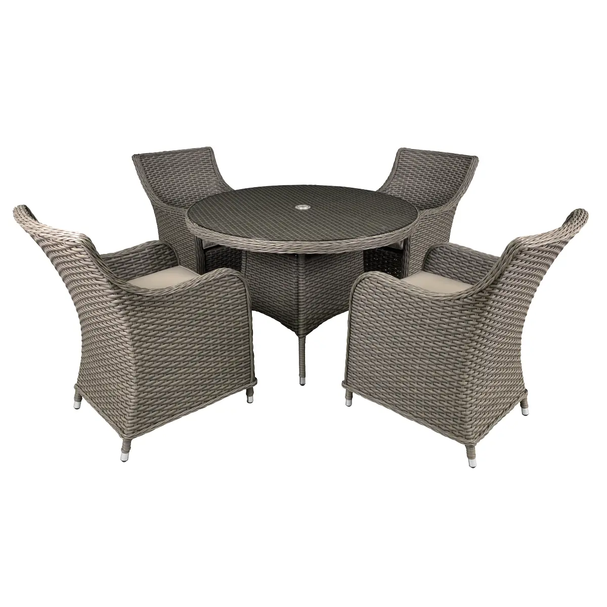 Dellonda Chester Rattan Wicker Outdoor Dining Set With Tempered Glass Tabletop 5Pc Dg84 1