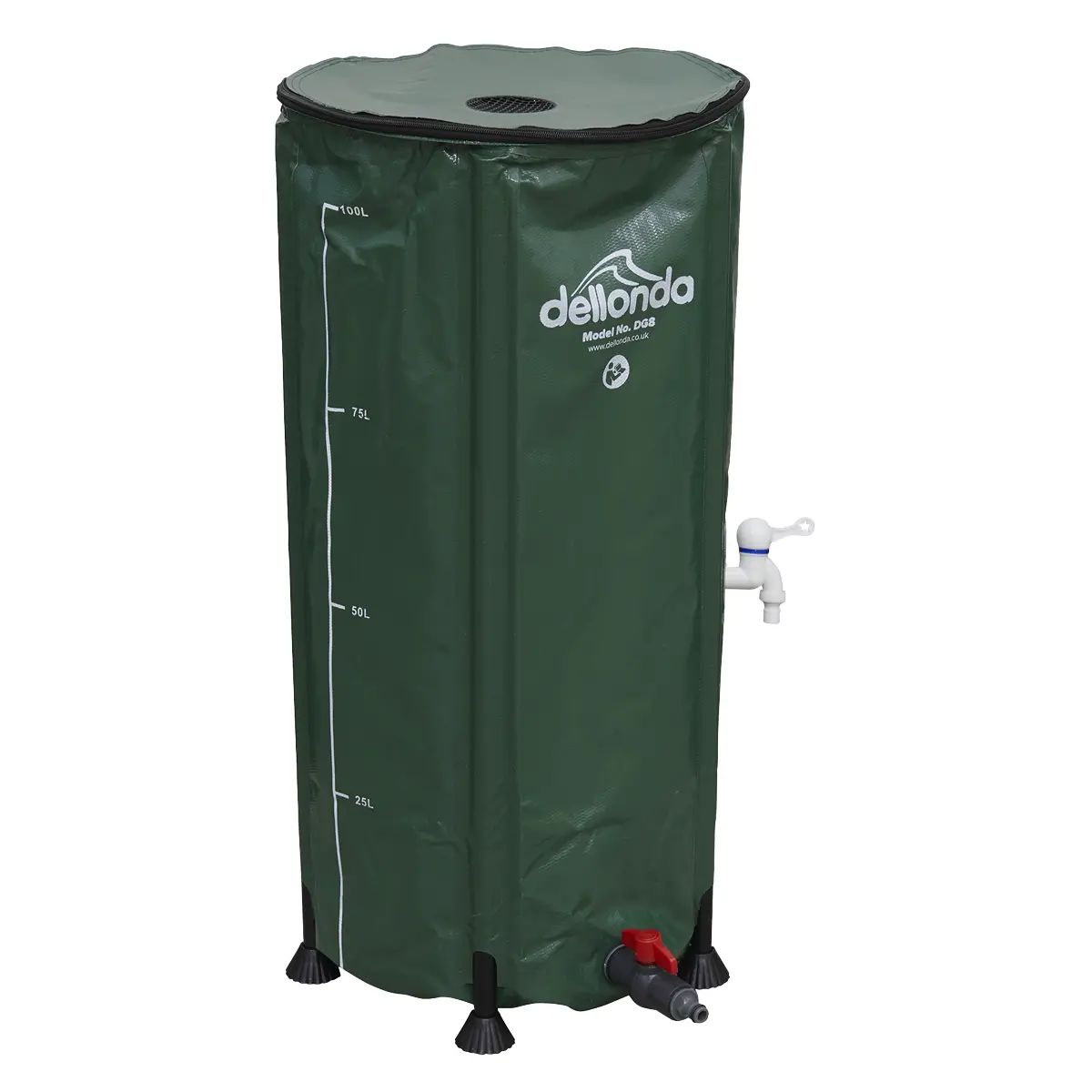 Dellonda Collapsible Pvc Garden Water Butt With Zipped Lid & Drain Tap 100L Dg8 1