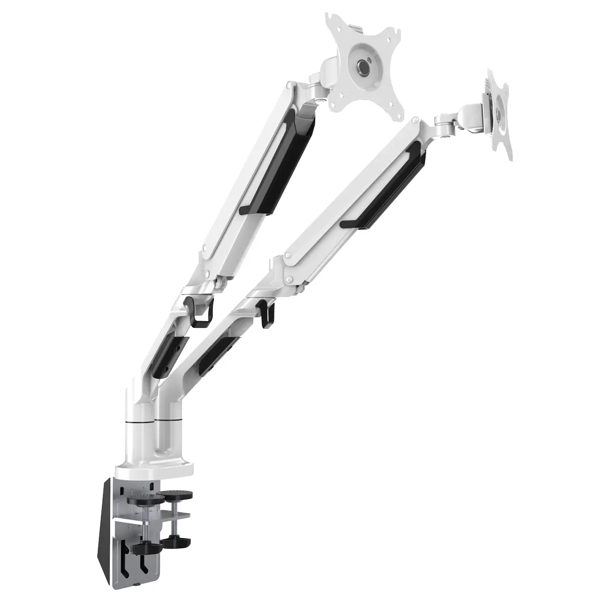 Dellonda Adjustable Double Monitor Arm With 360° Rotation - White Dh27 1
