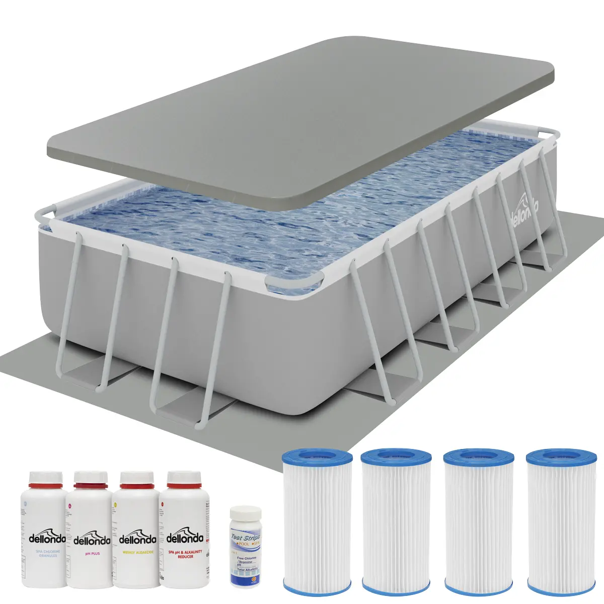 Dellonda Deluxe Steel Frame Swimming Pool With Filter Pump 18Ft Top Cover Groun… 1