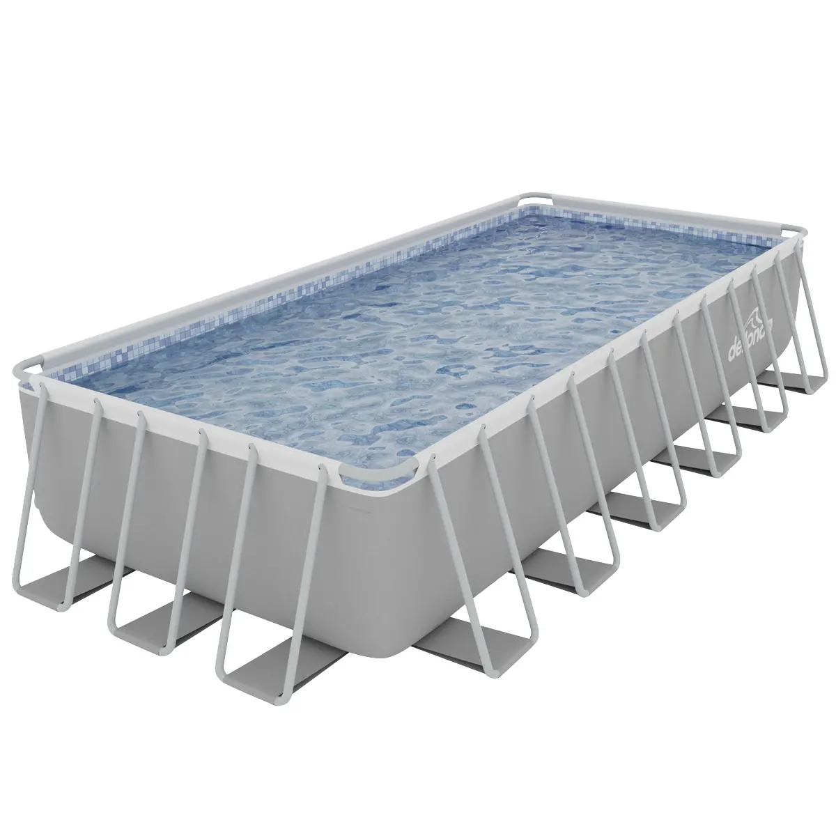 Dellonda Deluxe Steel Frame Rectangular Swimming Pool With Step Ladder & Filter Pump 25Ft Dl151 1