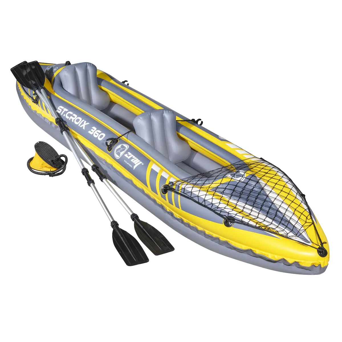 Dellonda Inflatable 2-Person Kayak/Canoe Set With Pump, Carry Bag & 2 Oars - Blue/Yellow/White Dl155 1