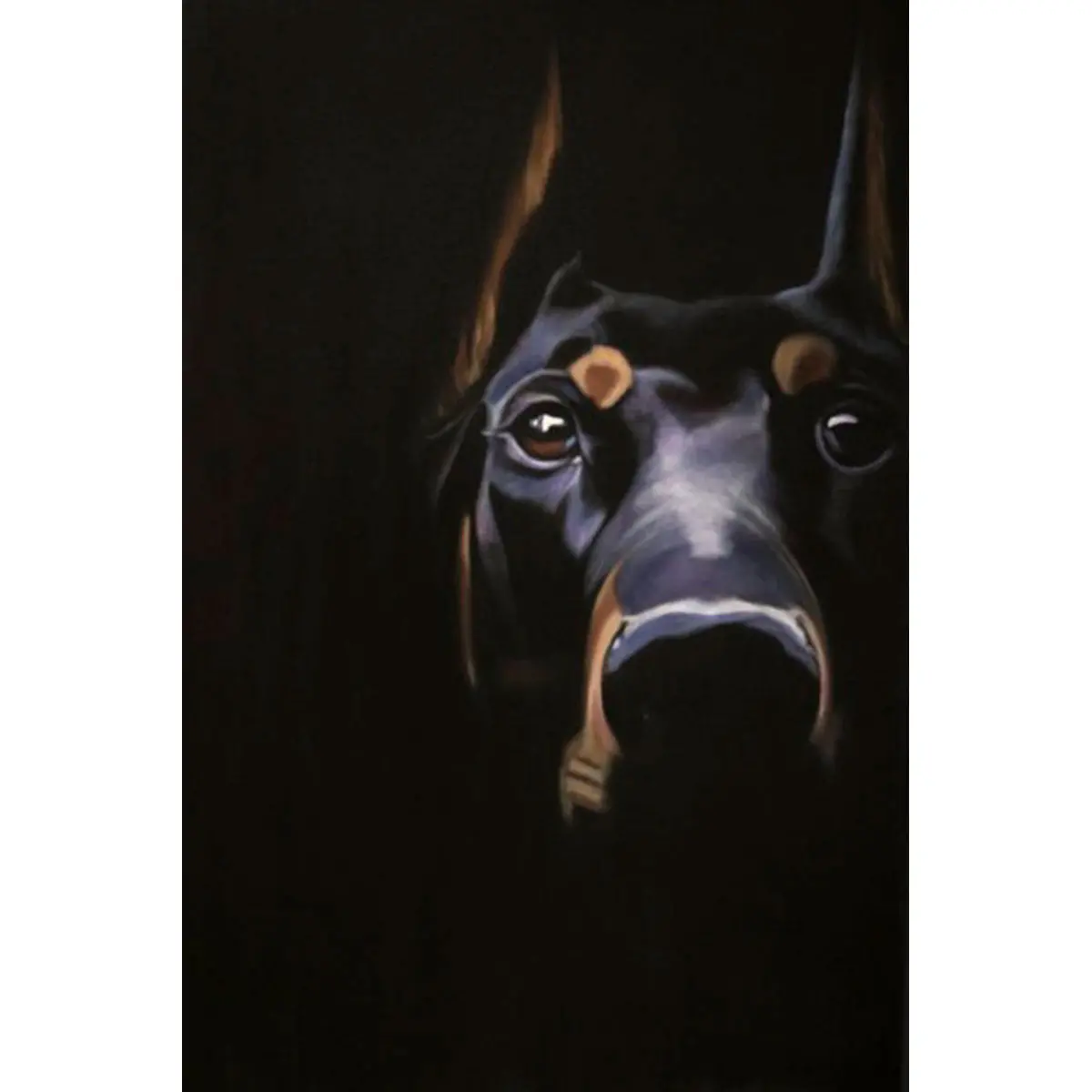 Dobermann - Oil Painting On Canvas, Animal Theme 1
