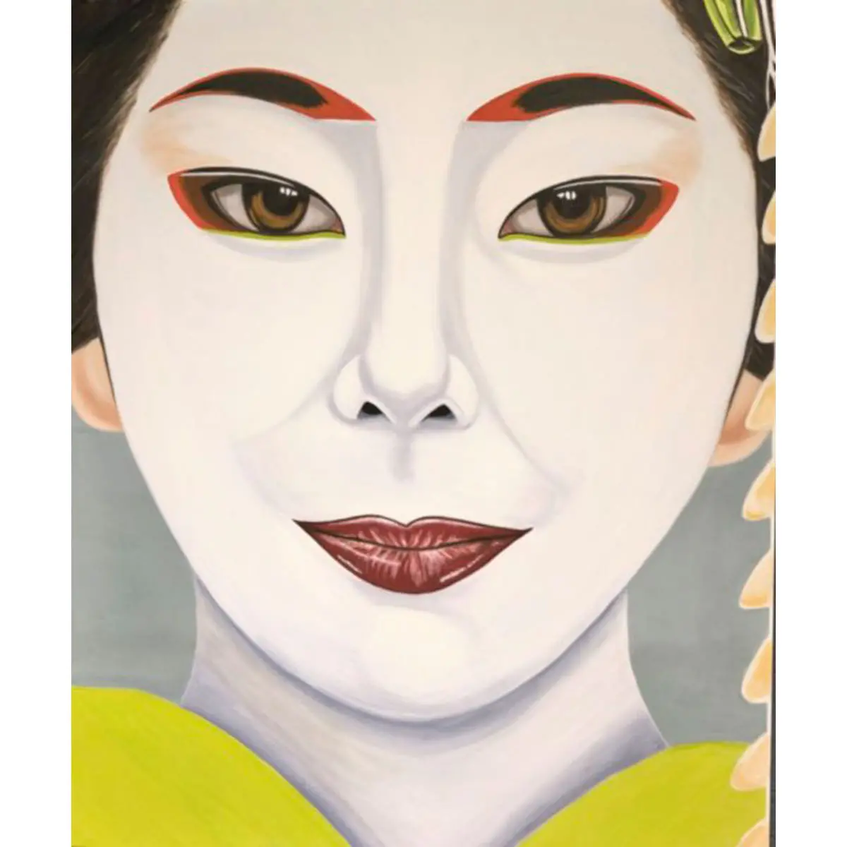 Green Geisha - Oil Painting On Canvas, Oriental Theme 1