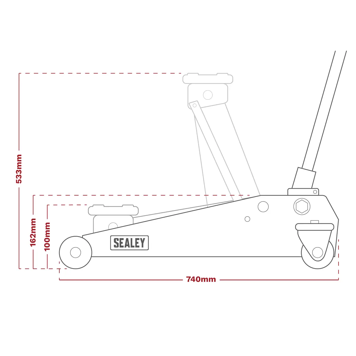 Premier Low Profile Trolley Jack With Rocket Lift 3 Tonne - Green 3040Ag 2