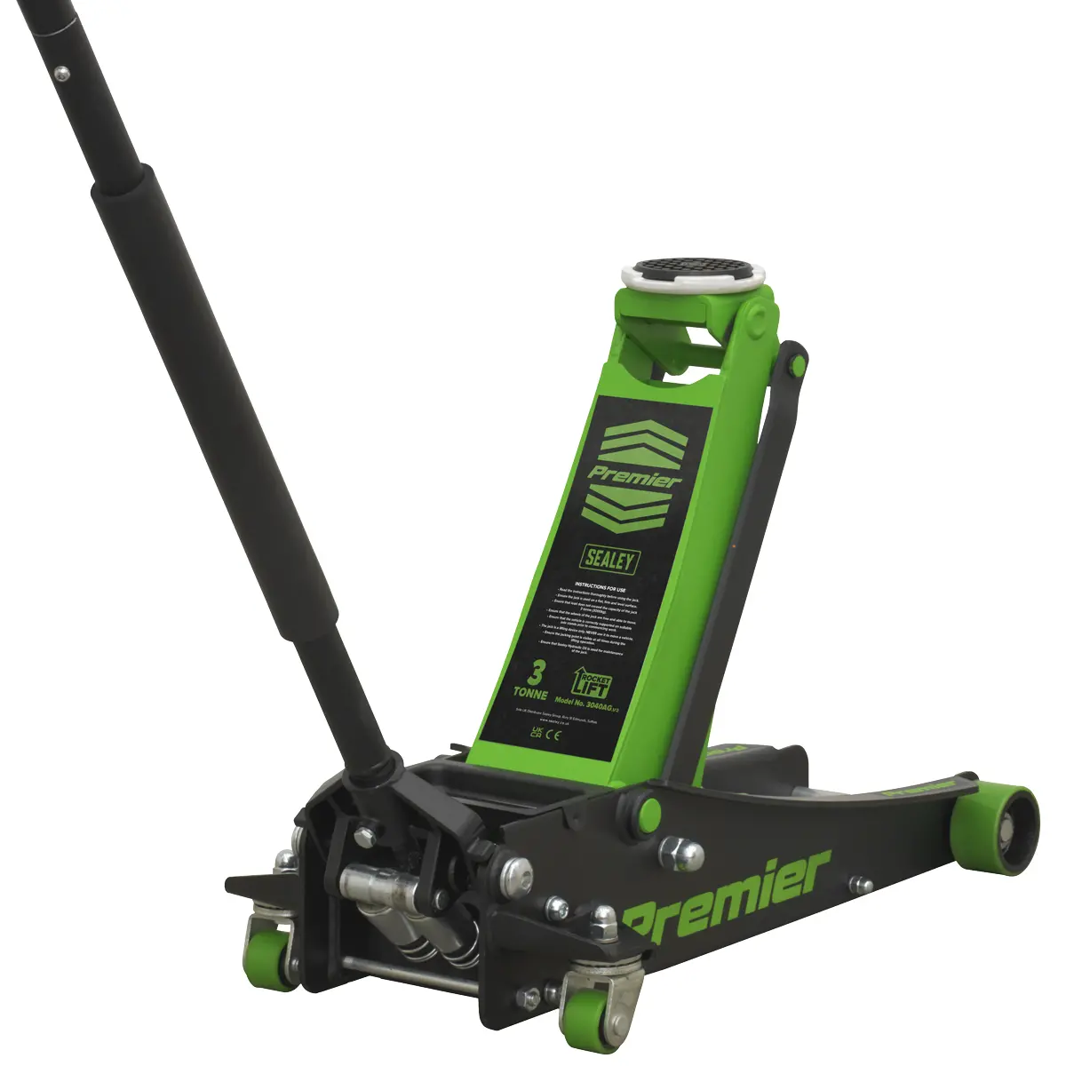 Premier Low Profile Trolley Jack With Rocket Lift 3 Tonne - Green 3040Ag 1