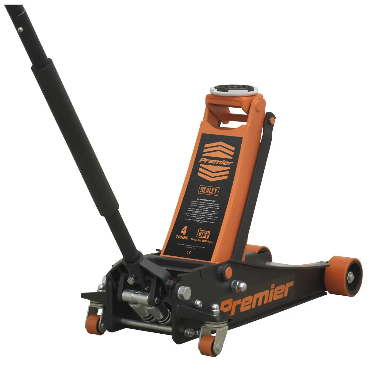 Premier Low Profile Trolley Jack With Rocket Lift 4 Tonne - Orange 4040Ao 1