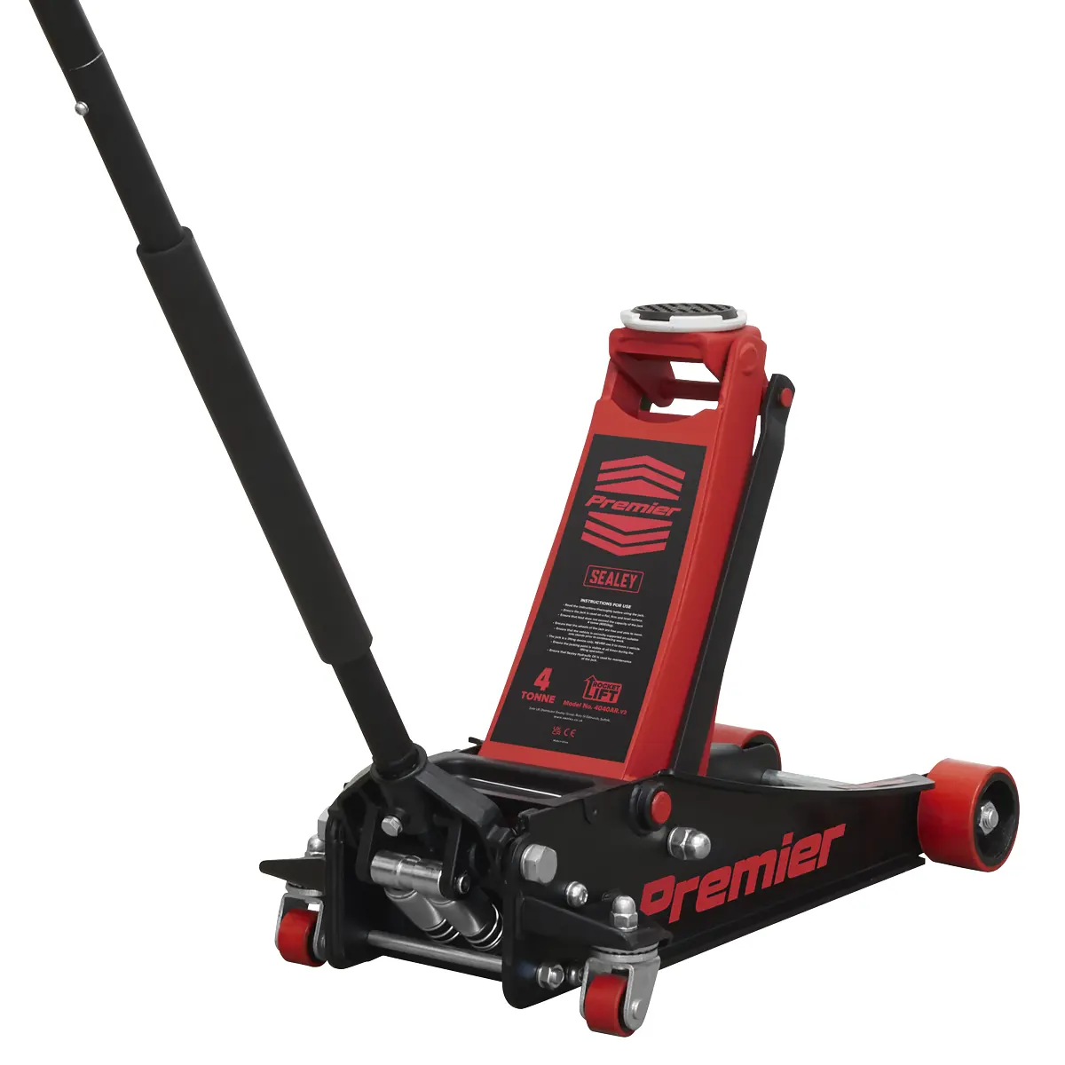 Premier Low Profile Trolley Jack With Rocket Lift 4 Tonne - Red 4040Ar 1