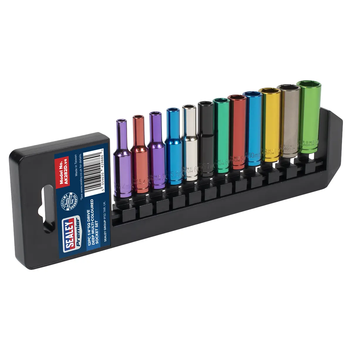 Premier Deep Multi-Coloured Socket Set 1/4"Sq Drive 12Pc Ak282d 1