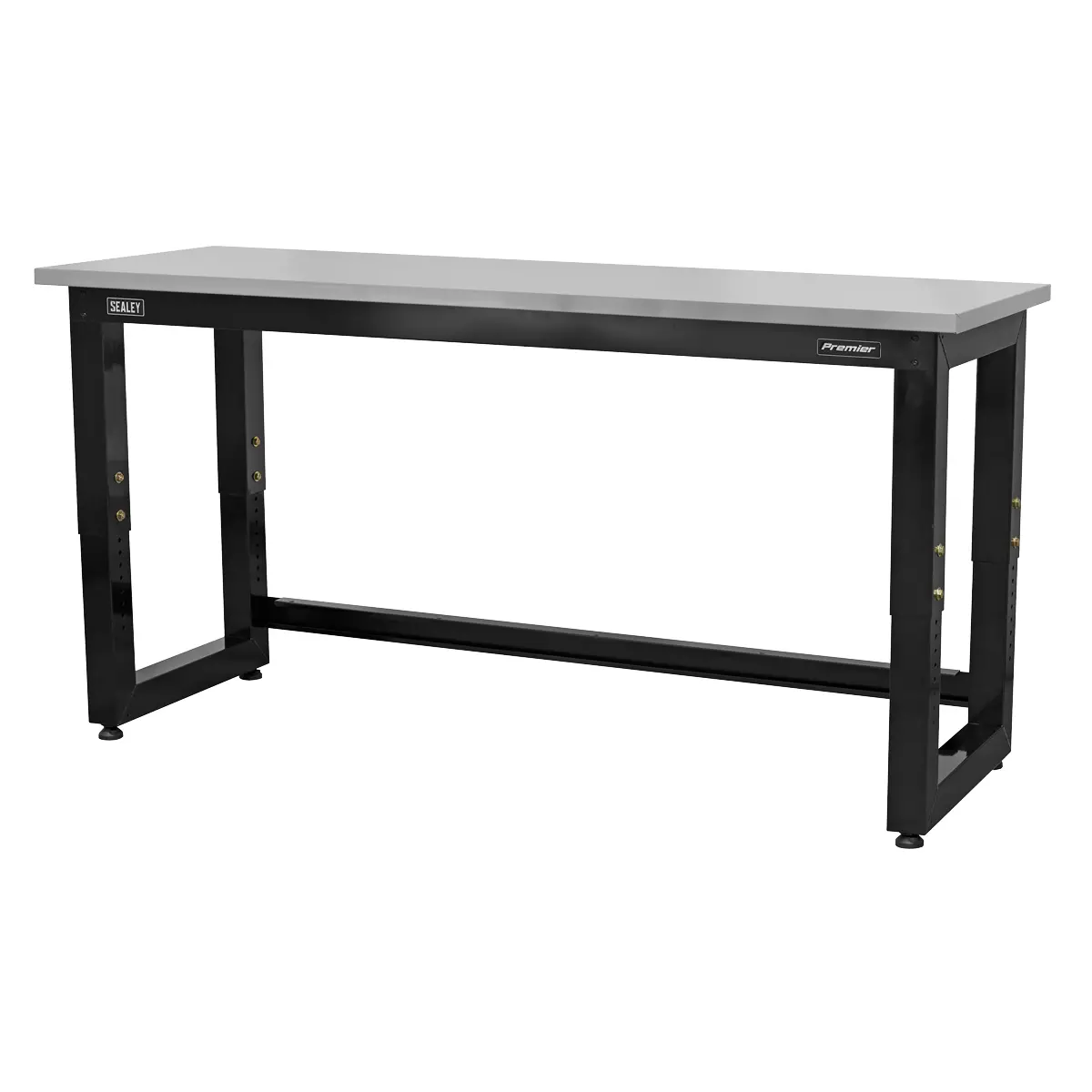 Premier™ Heavy-Duty Steel Adjustable Workbench With Stainless Steel Worktop 1830Mm Apms23 1