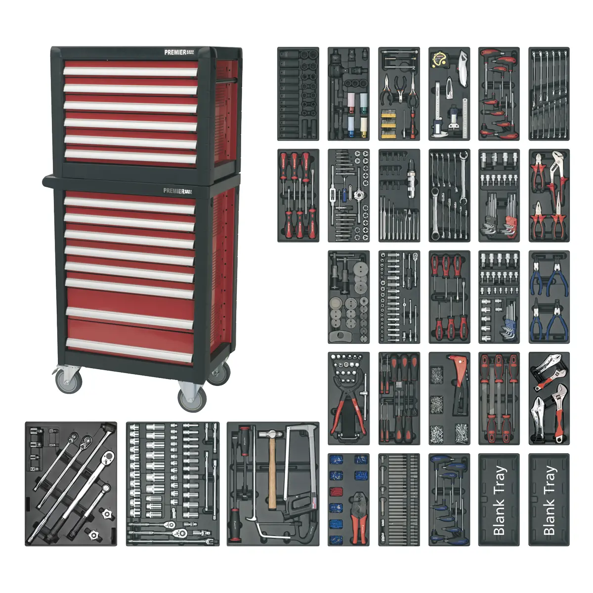 Premier™ Topchest & Rollcab Combination 14 Drawer With 1233Pc Tool Kit Apttc02 1