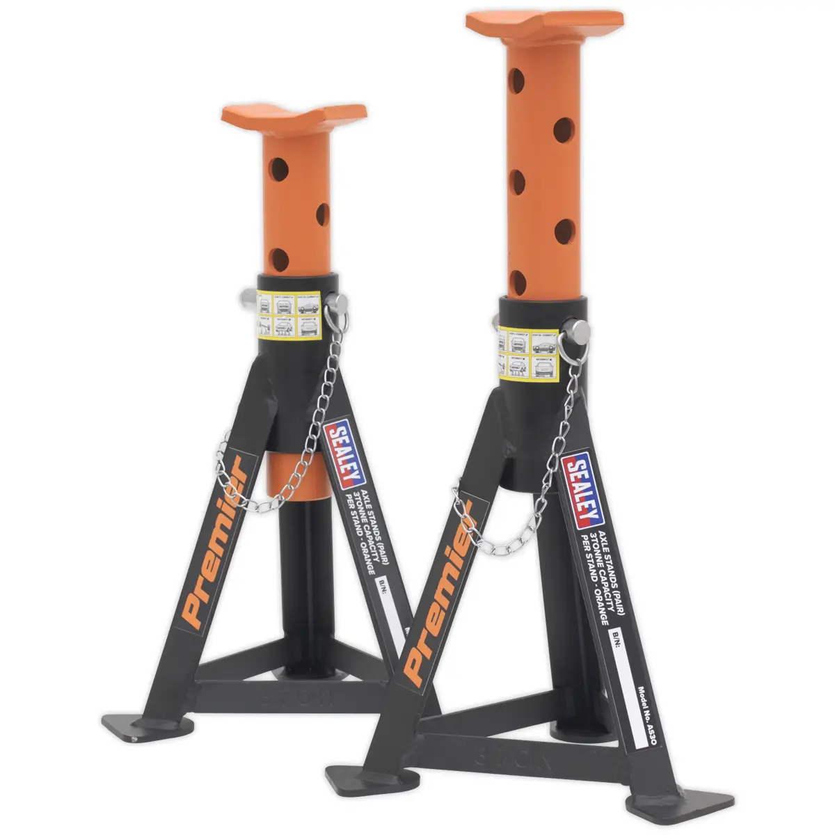 Premier Axle Stands (Pair) 3 Tonne Capacity Per Stand - Orange As3o 1