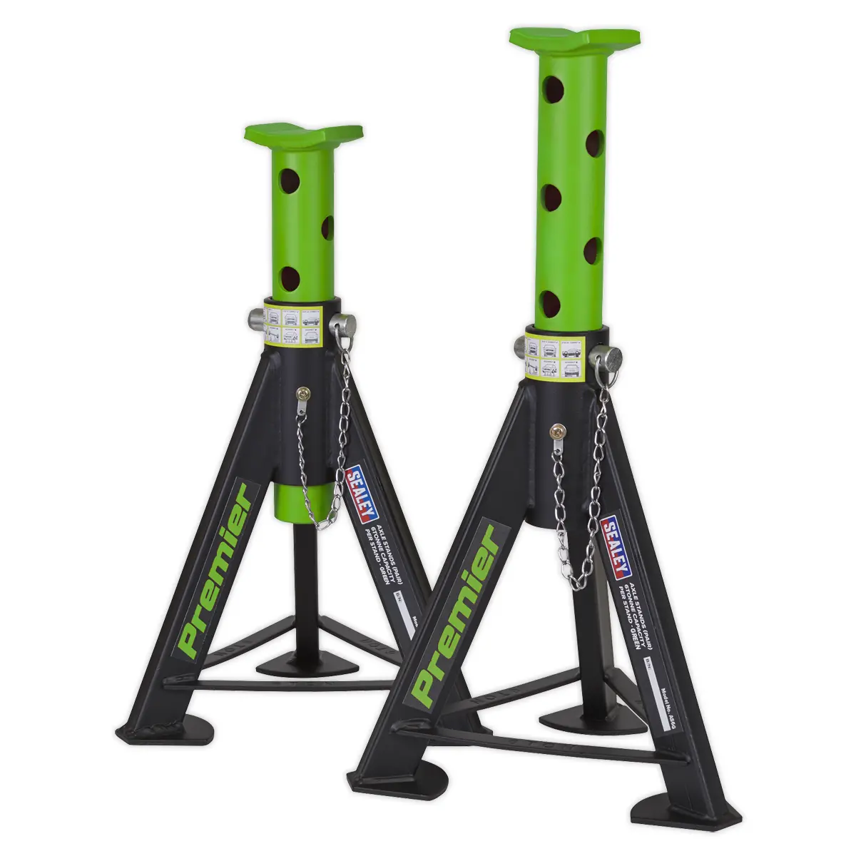 Premier Axle Stands (Pair) 6 Tonne Capacity Per Stand - Green As6g 1