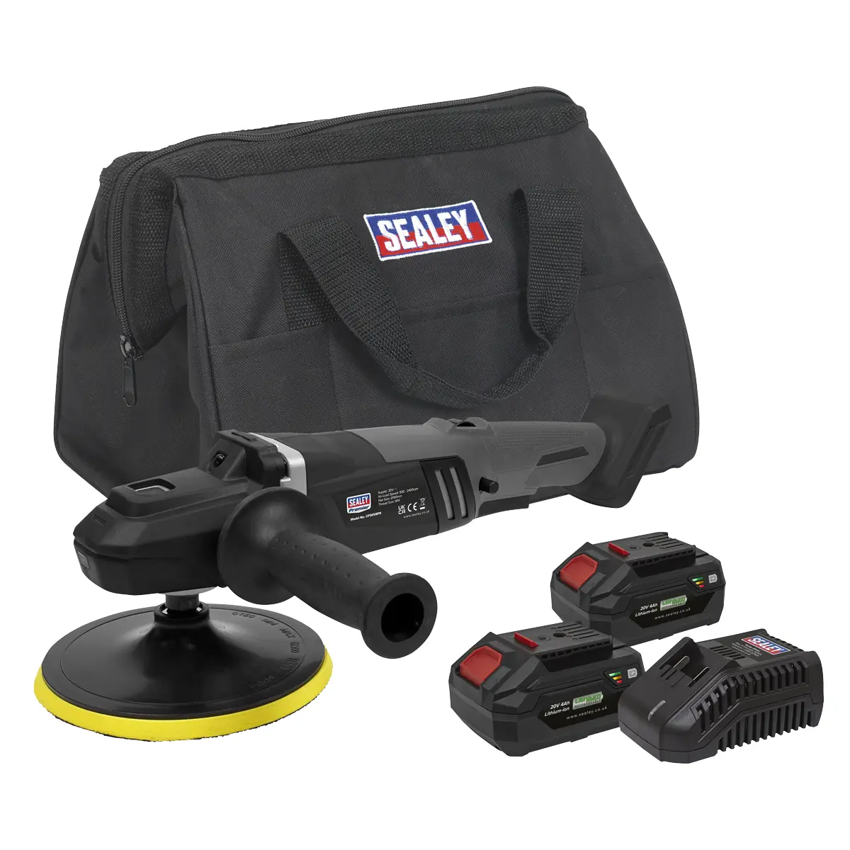 Premier Sv20 Series 180Mm Brushless Cordless Rotary Polisher 20V 4Ah - 2 Batteries Cp20vrpxkit 1