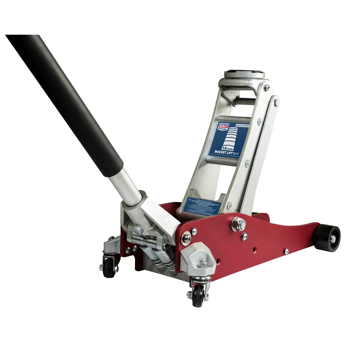 Premier Low Profile Aluminium Trolley Jack With Rocket Lift 1.8 Tonne Rja1800 1