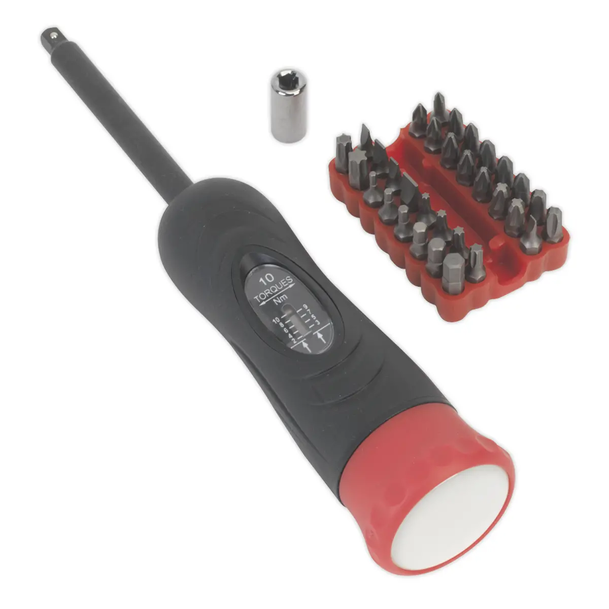 Premier Digital Torque Screwdriver Set 1/4"Sq Drive 2-10Nm 34Pc Sts100 1