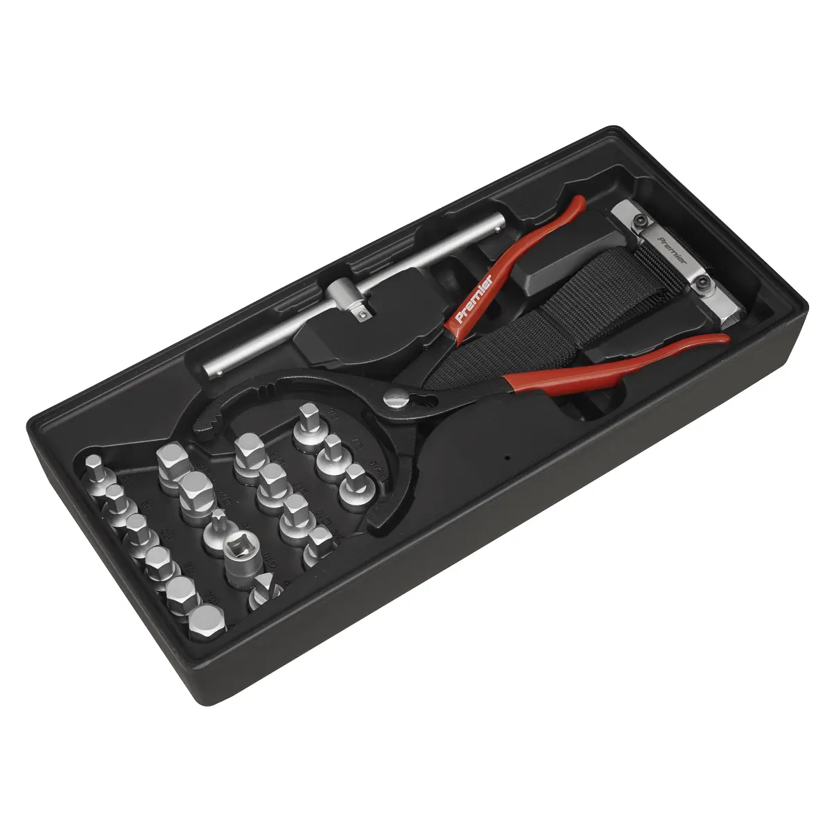 Premier Oil Filter Wrench, Pliers & Drain Key Set With Tool Tray 21Pc Tbt28 1