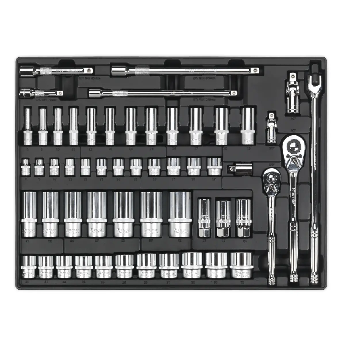 Premier Socket Set With Tool Tray 3/8" & 1/2"Sq Drive 55Pc Tbt31 1