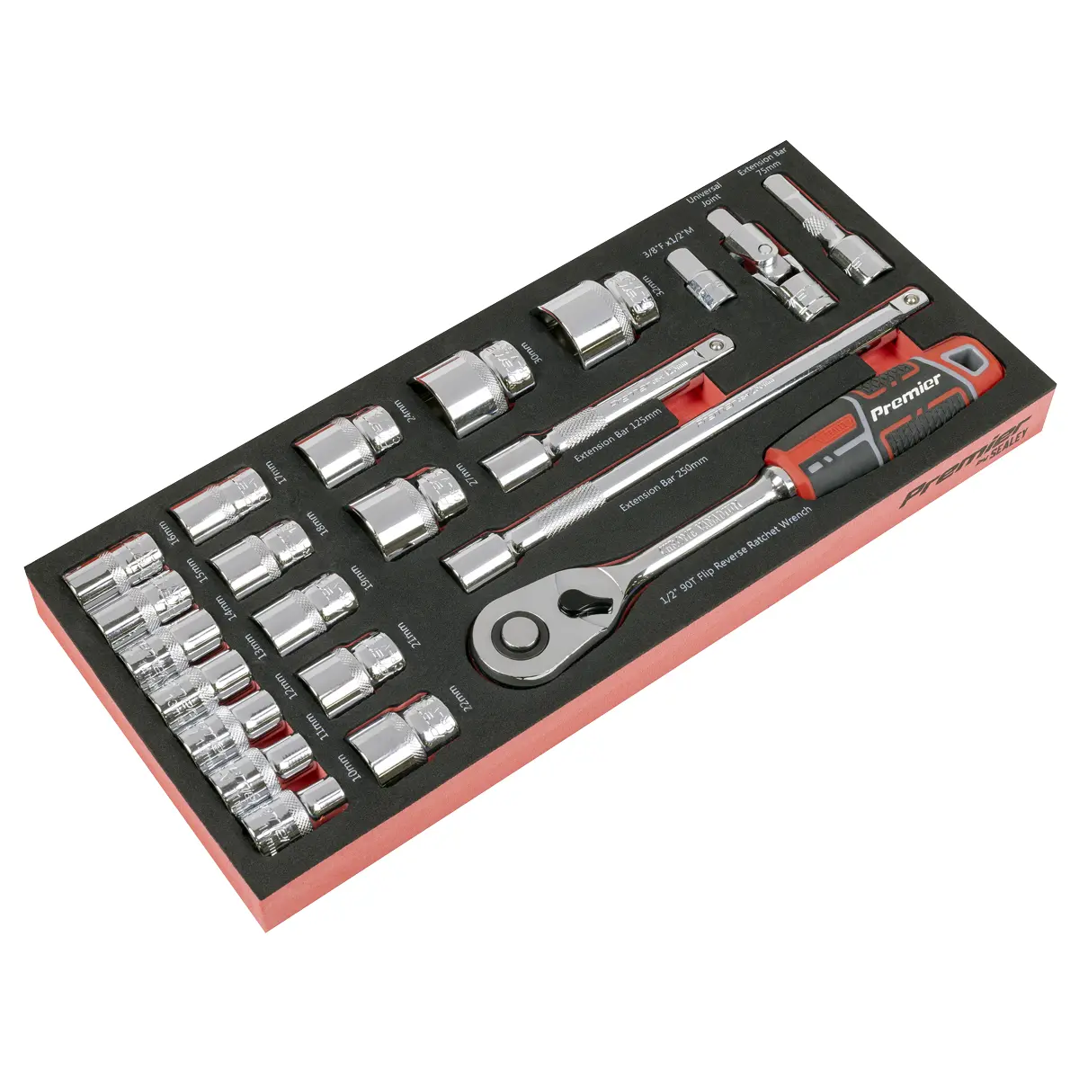 Premier Socket Set With Tool Tray 1/2"Sq Drive 22Pc Tbt42 1