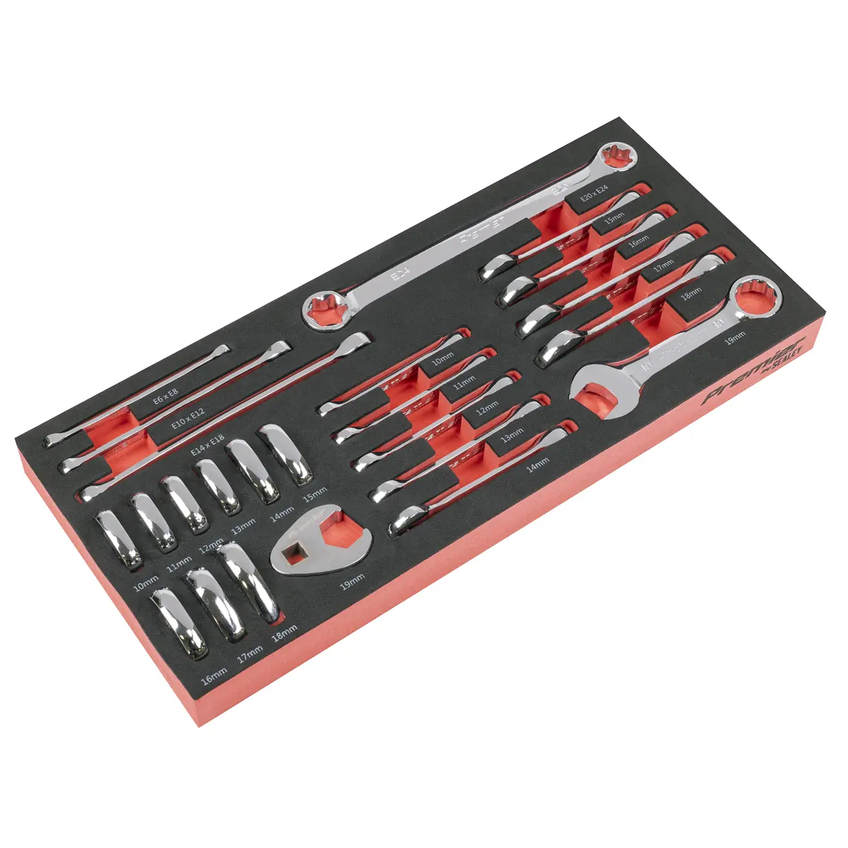 Premier Stubby Combination, Trx-Star* & Crow's Foot Spanner Set With Tool Tray 24Pc Tbt50 1
