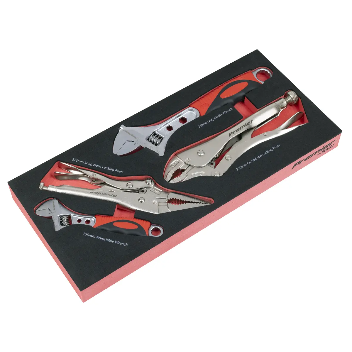 Premier Locking Pliers & Adjustable Wrench Set With Tool Tray 4Pc Tbt59 1