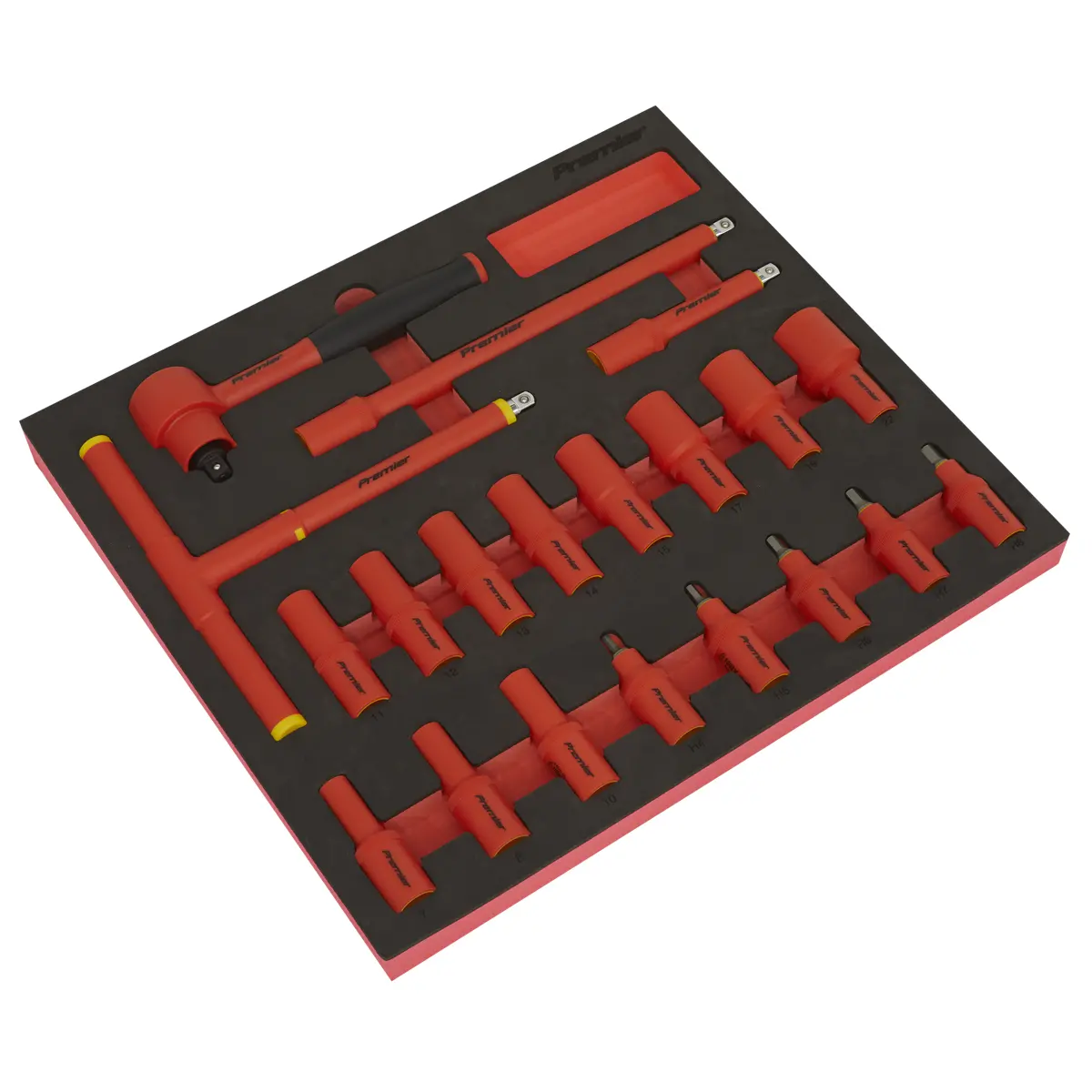 Premier Insulated Socket Set With Tool Tray 3/8"Sq Drive 20Pc - Vde Approved Tbte02 1