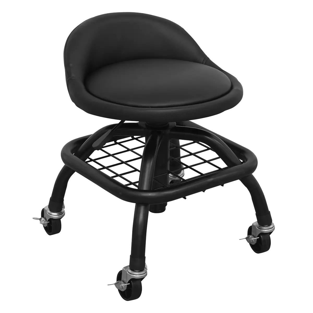 Premier Industrial Pneumatic Creeper Stool With Adjustable Height Swivel Seat & Back Rest Scr02b 1