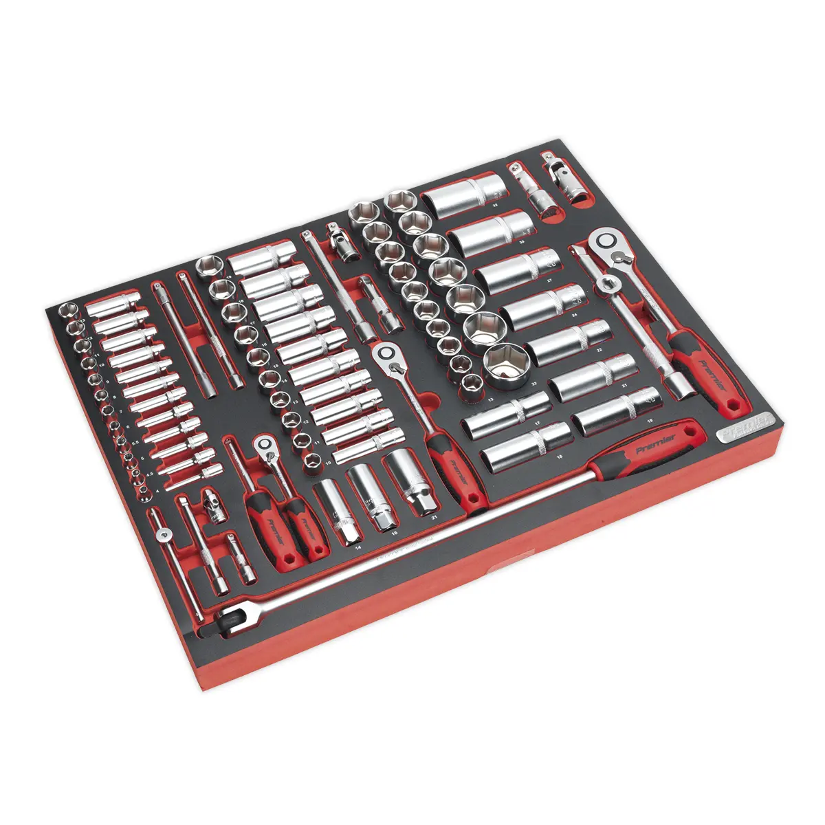 Premier Platinum Socket Set With Tool Tray 1/4", 3/8" & 1/2"Sq Drive 91Pc Tbtp02 1