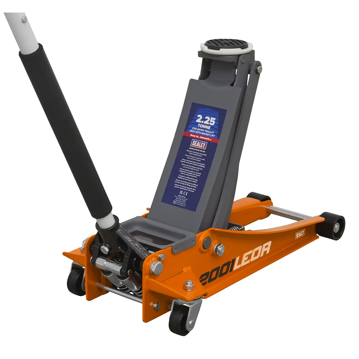 Sealey Low Profile Trolley Jack With Rocket Lift 2.25 Tonne - Orange 2001Leor 1