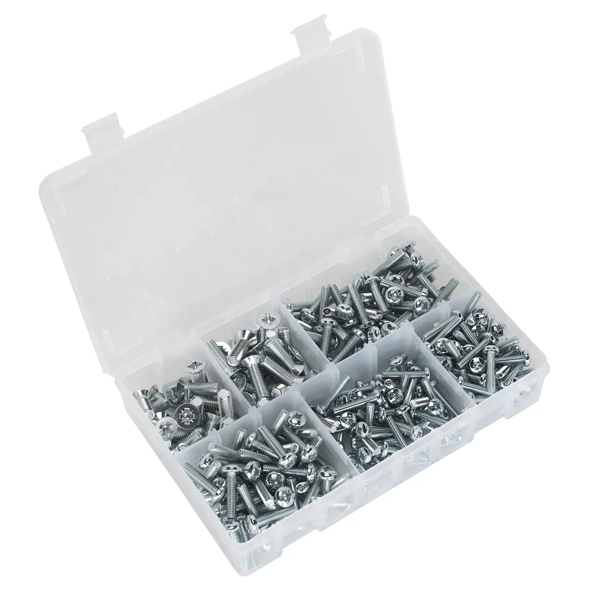 Sealey Countersunk & Pan Head Pozi Machine Screw Assortment M5-M8 264Pc Ab054ms 1
