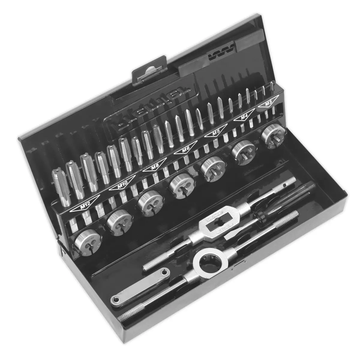 Sealey Metric Tap & Die Set Split Dies 32Pc - Hss 4341 Ak3015hss 1