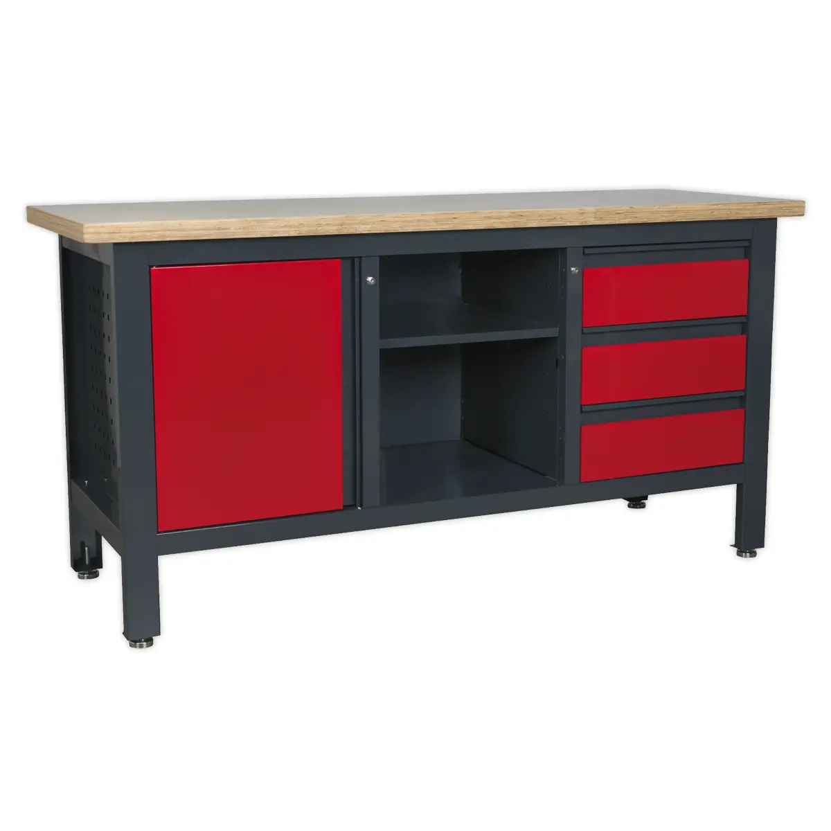 Sealey Workbench With 3 Drawers, 1 Cupboard & Open Storage Ap1905b 1