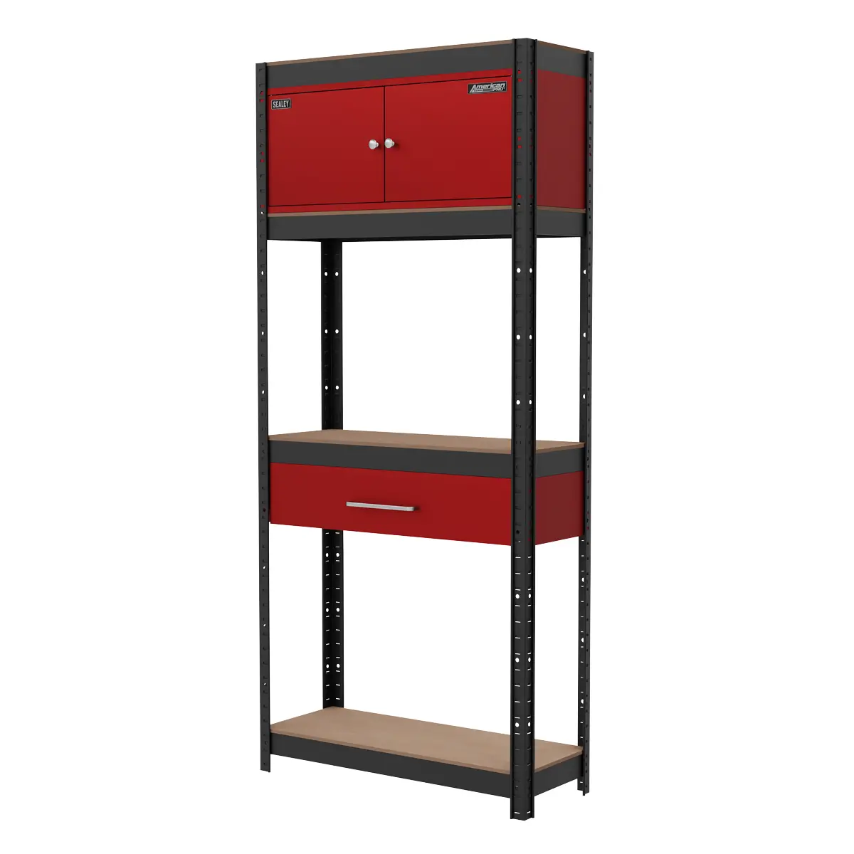 Sealey Shelving Unit 4-Tier With Cupboard & Drawer Ap830r 1