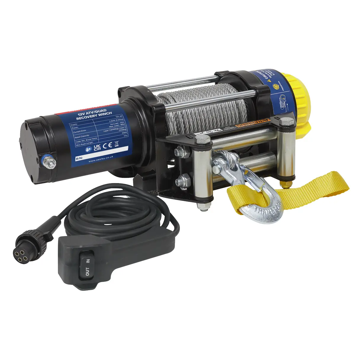 Sealey Atv/Quad Recovery Winch 2040Kg (4500Lb) Line Pull 12V Atv2040 1