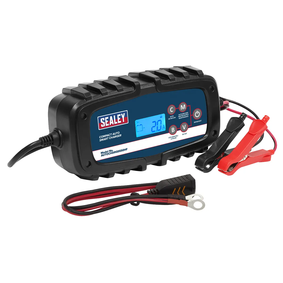 Sealey 6/12V Compact Auto Smart Charger & Maintainer 6.5A Autocharge650hf 1
