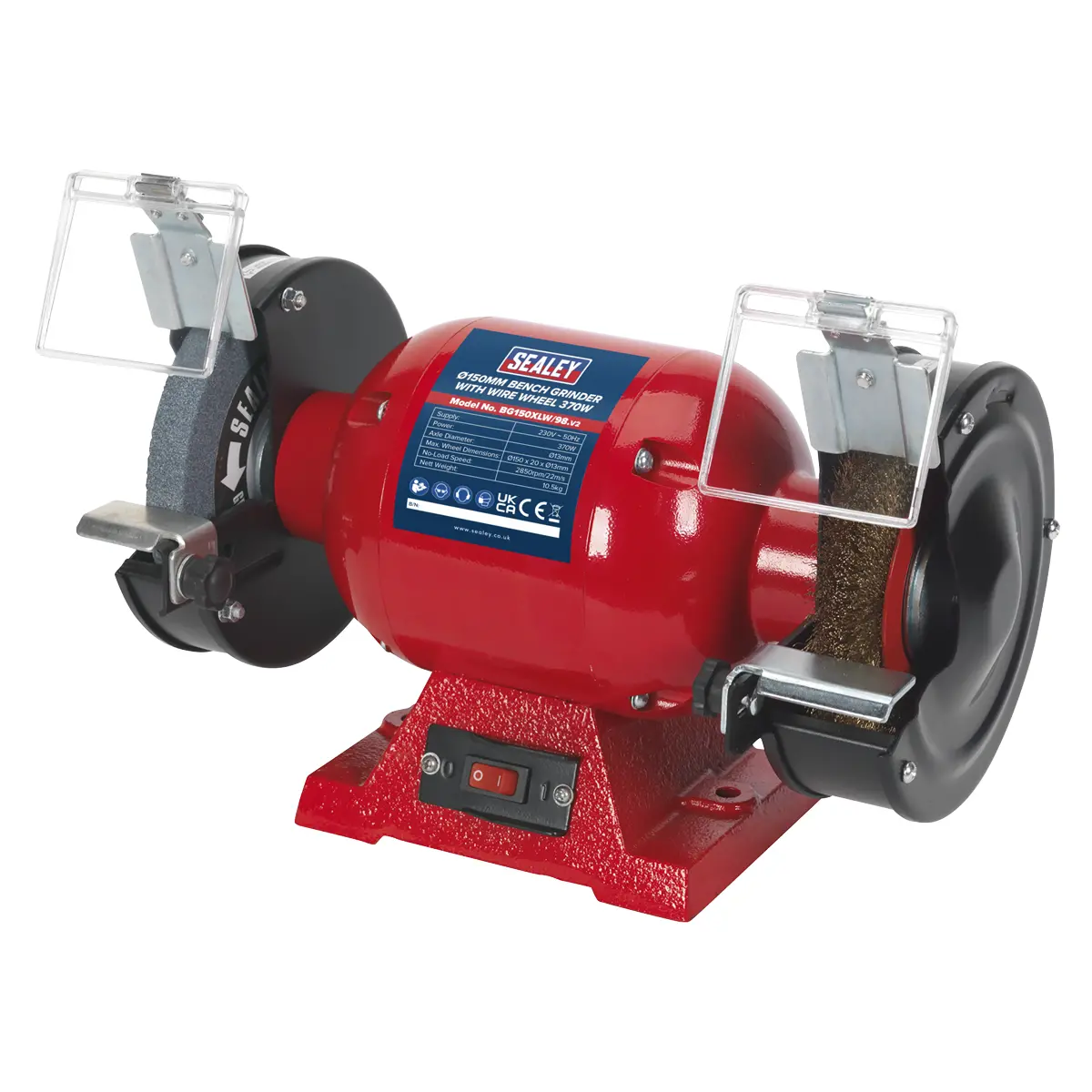 Sealey 150Mm Bench Grinder With Wire Wheel 370W/230V Bg150xlw/98 2