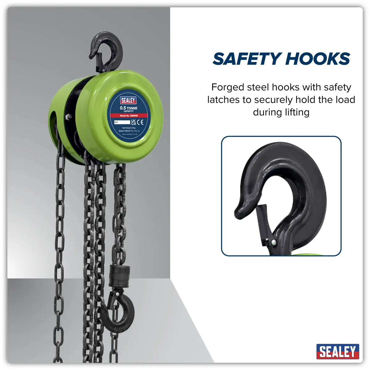 Sealey 2.5M Chain Block 0.5 Tonne Cb500e 2