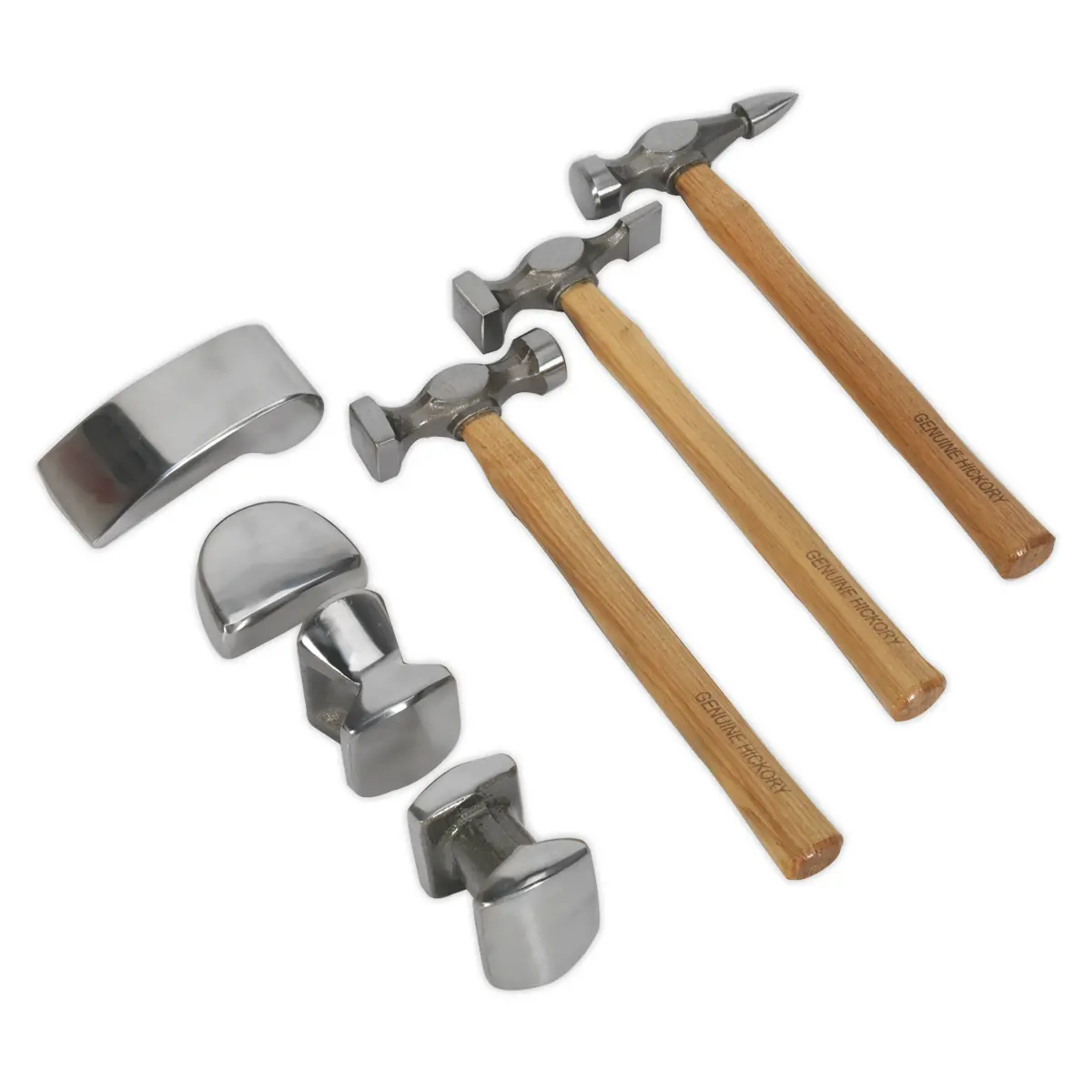 Sealey Drop-Forged Panel Beating Set With Hickory Shafts 7Pc Cb507 1