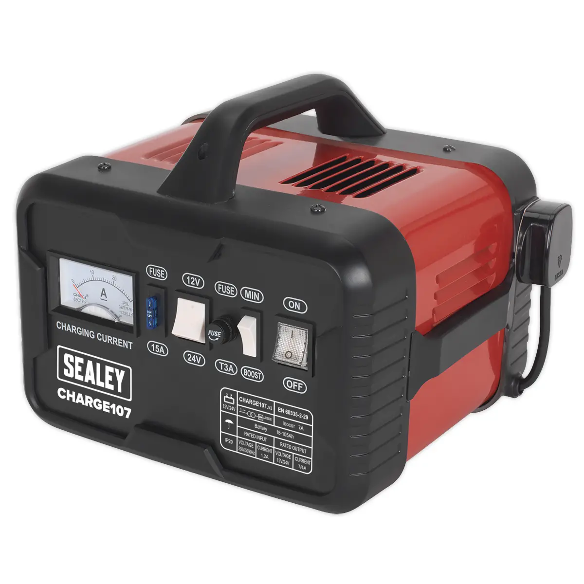 Sealey 12/24V Battery Charger 11A 230V Charge107 1