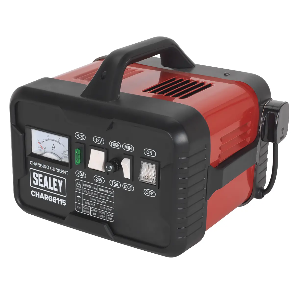 Sealey 12/24V Battery Charger 19A 230V Charge115 1