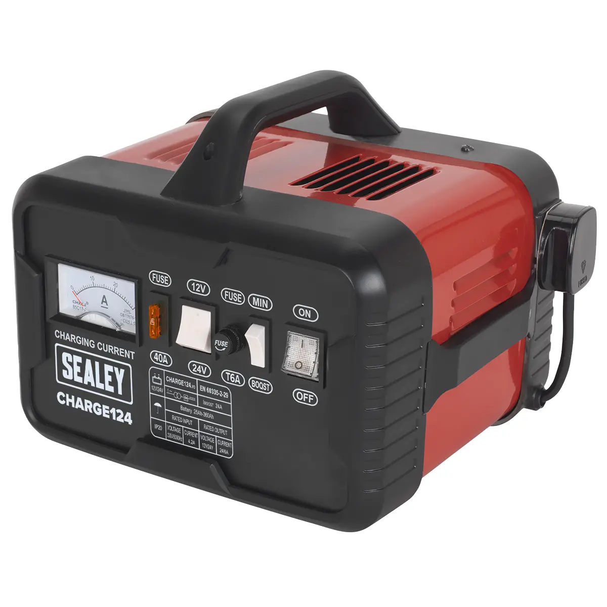 Sealey 12/24V Battery Charger 28A 230V Charge124 1