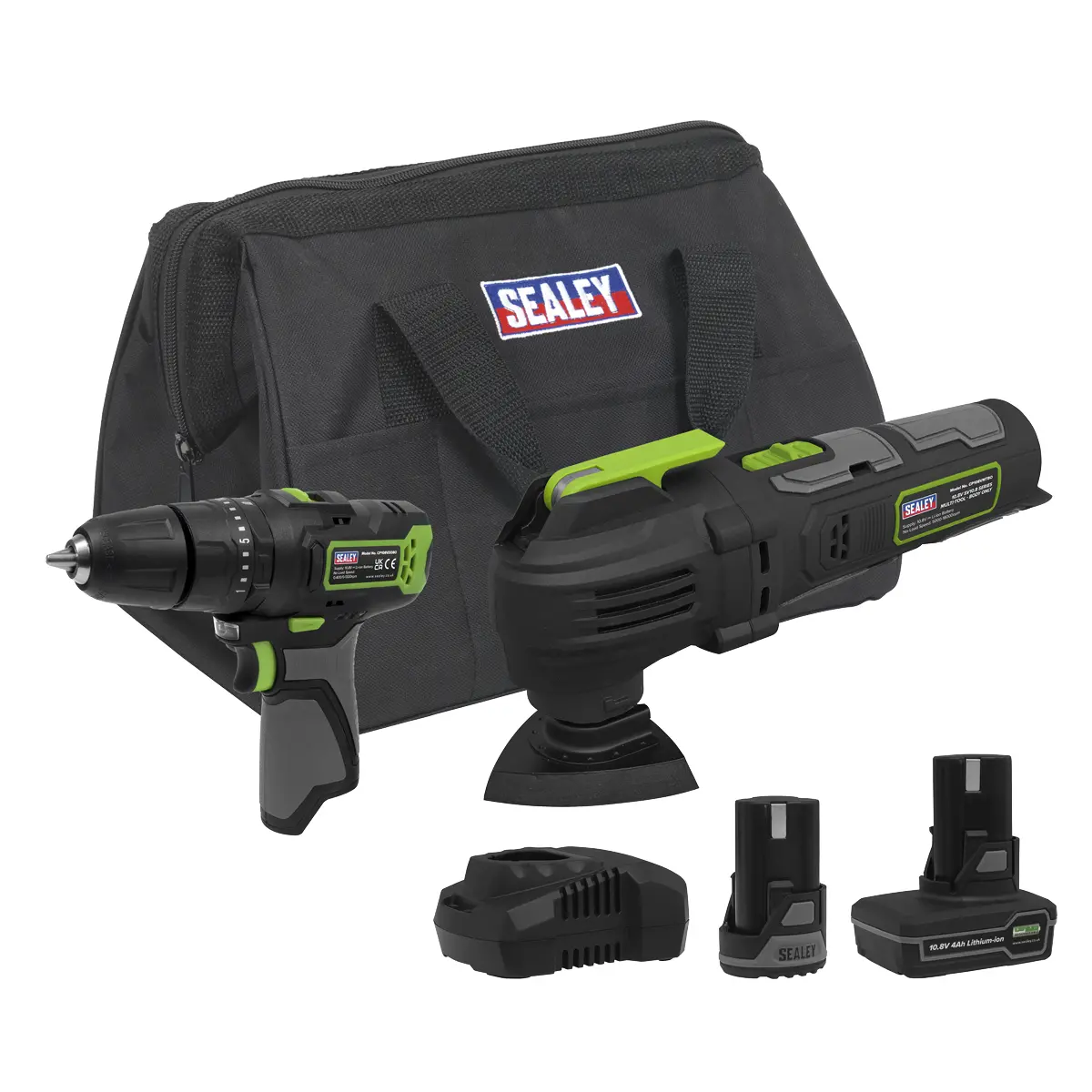 Sealey 2 X Sv10.8 Series Cordless Power Tool Kit 10.8V - 2 Batteries Cp108vcombo5 1